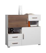 Bulolo 12 Chest of Drawers | White/Walnut | 93 x 100 x 44 cm | Modern Storage Cabinet