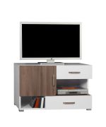 TV Base Cabinet Bulolo 18 | White / Walnut | 61 x 100 x 50 cm | Modern Design & Storage
