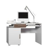 Desk Bulolo 11 | White / Walnut | 78 x 125 x 55 cm | Modern Space-Saving Office Desk