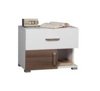 Bulolo 15 Bedside Table | White & Walnut | 47 x 60 x 38 cm | Modern Design, 2 Drawers