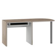 Desk Cianjur 04 | Oak / White | 77 x 160 x 60 cm | Laminated Fiberboard | Chrome Legs | Keyboard Tray