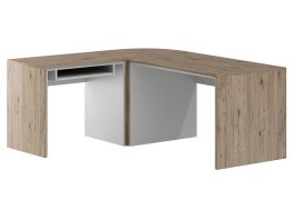 Corner Desk Cianjur 03 | Oak/White | 77 x 160 x 180 cm | Modern L-Shaped Office Desk