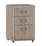 Roll Container Cianjur 18 | Oak / White | 70 x 45 x 45 cm | 3 Drawers | Mobile Storage