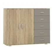 Chest of Drawers Ciomas 10 | Sonoma Oak & Grey | 104 x 130 x 40 cm | Modern Storage Dresser