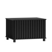 Black Coffee Table with Slatted Fronts | 51 x 78 x 67 cm | ABS Edges | Metal Legs | Elegant Finish