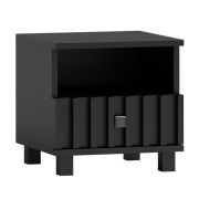 Small Black Bedside Cabinet with Drawer | Metal Handle | 43 x 40 x 40 cm | Soft Close | Metal Legs
