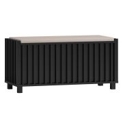 Bench with Storage Space | White Upholstery | Black Chest | 48 x 99 x 40 cm | Hinged Seat | Metal Legs | ABS Edges