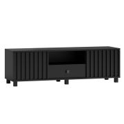 TV Cabinet Black | 43 x 140 x 50 cm | 2 Doors | 1 Drawer | 3 Compartments | Soft Close | ABS Edges | Metal Legs