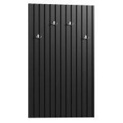 Wardrobe with 4 Metal Hooks | Black Slats | 110 x 67 x 4 cm | Simple Modern Design | High-Quality Finish