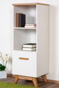 Panduros 07 Bookcase | Pine White & Oak Brown | 128 x 45 x 40 cm | Modern Storage