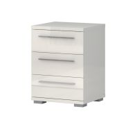 Bedside Table Siumu 19 | Beige High Gloss | 61 x 45 x 40 cm | 3 Drawers | Soft Close