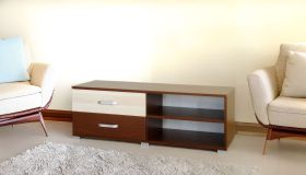 TV Base Cabinet Cikupa 14 | Walnut / Elm Finish | 43 x 120 x 43 cm | Modern Storage