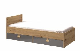Children's Bed Garian 14 with Slatted Frame | Oak & Gray | 90 x 200 cm Youth Bed