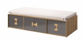 Children's Bed / Youth Bed Garian 15 | Oak / Grey | 90 x 200 cm Lying Surface | Modern Storage Design