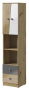 Cabinet Sirte 05 | Oak / White / Grey High Gloss | 190 x 40 x 40 cm | Modern Storage Solution