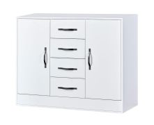 Chest of Drawers in White/Black | 120 x 40 x 95 cm | 2 doors | 4 drawers | 4 shelves | 6 compartments | Metal handles | Nalut 03
