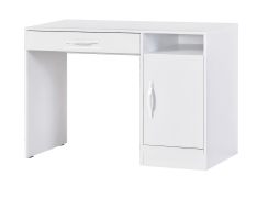 Desk with Drawer | 120 x 50 x 81 cm | Color: White | 1 Door | 3 Compartments | Metal Handles | 1 Shelf | Nalut 04