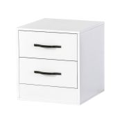 Nightstand | Bedside Table | Night Cabinet | 50 x 50 x 55 cm | Color: White / Black | 2 Drawers | Metal Handles | Nalut 05