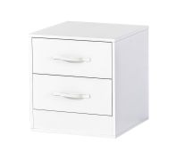 Nightstand | Bedside Table | Night Cabinet | 50 x 50 x 55 cm | Color: White | 2 Drawers | Metal Handles | Nalut 05