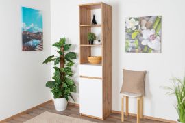 Youth room - Shelf Alard 03, Color: Oak / White - Dimensions: 195 x 45 x 40 cm (H x W x D)
