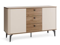 Chest of drawers | walnut/cashmere | 140 x 40 x 81 cm | metal legs | ABS edges | 2 doors | push-to-open system | 3 drawers with soft close system | 4 compartments | Belladere 04