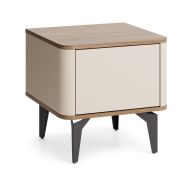 Bedside chest of drawers | walnut/cashmere | 48 x 40 x 47 cm | bedside cabinet | door with push-to-open system | metal legs | ABS edges | 1 compartment | Belladere 10