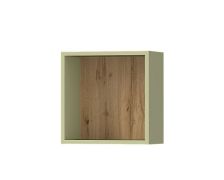 Wall Shelf Maräne 07 | Oak Artisan / Green | 37 x 37 x 21 cm | Modern Hanging Shelf