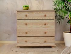 Chest of Drawers Solid Pine Natural Junco 138 | 4 Spacious Drawers | 82 x 80 x 42 cm | Modern Design