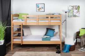 Bunk bed for adults "Easy Premium Line" K18/n, headboard with holes, solid beech wood, natural - 90 x 190 cm, (L x W) convertible