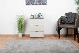 Bedside Table Sabadell 21 | Oak / Beige High Gloss | 67 x 45 x 38 cm | 3 Drawers | Modern Design