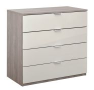 Chest of Drawers Sabadell 20 | Oak / Beige High Gloss | 87 x 90 x 48 cm | 4 Drawers | Modern Storage