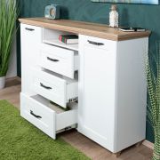 Chest of Drawers Cuenca 03 | Oak / White | 99 x 155 x 39 cm | 5 Compartments | 3 Drawers
