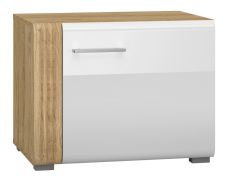 Add-on Chest of Drawers for TV Base Cabinet Tullahoma 07 | Oak / Glossy White | 47 x 60 x 42 cm | 1 Door, 1 Shelf