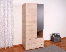 Teen's Room - Chiny 03 Hinged-Door Cabinet / Wardrobe, Color: Oak / Gray - Dimensions: 190 x 80 x 50 cm (H x W x D)