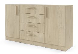 Chest of drawers | color: Cremona oak | 156 x 40 x 85 cm | 2 doors | 4 drawers | ABS edges | 4 compartments | 2 shelves | Edegem 07