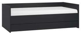 Single Bed / Guest Bed Black | 90 x 200 cm Lying Area | Modern Design | Storage Space