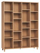 Large Oak Bookshelf | 195 x 149 x 38 cm | 20 Compartments | Adjustable Shelves | Modern Minimalist Design