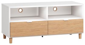 TV Base Cabinet Arbolita 36 | White / Oak | 56 x 120 x 47 cm | Modern Design, Soft Close Drawers, Cable Management