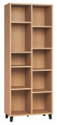 Leoncho 24 Shelf | Oak Finish | 195 x 76 x 38 cm | Adjustable 8 Shelves | Modern Storage Solution