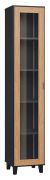 Leoncho 35 Display Cabinet | Black & Oak | 195 x 39 x 40 cm | Glass Door | LED Lighting | Soft Close