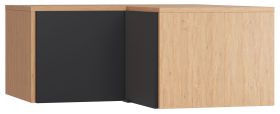 Corner Wardrobe Top for Leoncho 14 | Oak / Black | 45 x 102 x 104 cm | Soft Close | Modern Storage