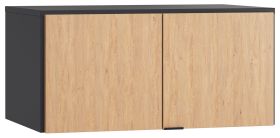 Wardrobe Top Attachment for Two Doors | Leoncho 39 | Black / Oak | 45 x 93 x 57 cm | Soft Touch Finish