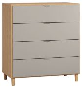 Chest of Drawers Nanez 07 | Oak / Grey | 100 x 90 x 47 cm | Modern Minimalist Design | LED Lighting