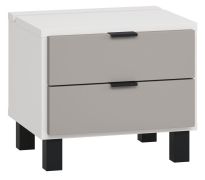 Night Dresser Pantanoso 16 | White / Grey | 40 x 45 x 40 cm | 2 Drawers | LED Light | Modern Bedroom Furniture