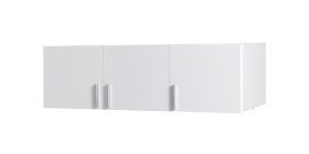 Wardrobe Top Attachment for Hinged Door Cabinet Messini 04 | White & White High Gloss | 40 x 136 x 54 cm