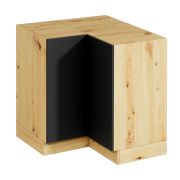 Corner Kitchen Cabinet | Push-to-Open | 2 Doors | 79.3 x 79.3 x 82 cm | Handle-less Front | Matterhorn 15 | Artisan Oak / Gray | 2 Compartments