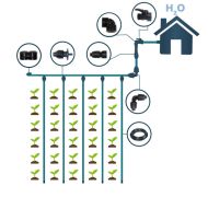 Garden Bed Irrigation System | Home Water Supply Solution | Waters Up to 70 m² | No Electricity Needed | Grey