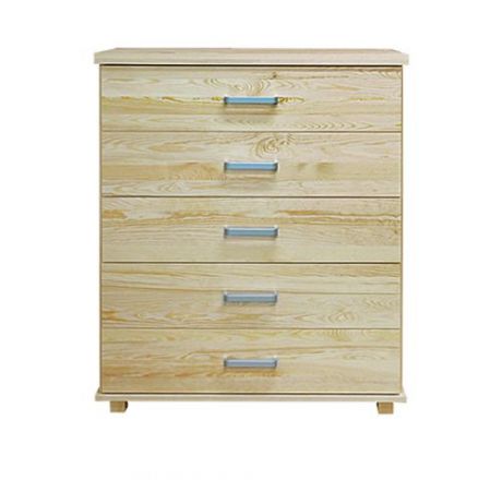 5 Drawer Chest Columba 09, solid pine wood, clearly varnished - H124 x W100 x D50 cm