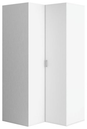 Hinged door cabinet / Corner Wardrobe Minnea 06, Colour: White - Measurements: 206 x 105 x 104 cm (H x W x D)