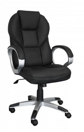Desk chair with XL upholstery Apolo 39, color: black / aluminum look, integrated lumbar support